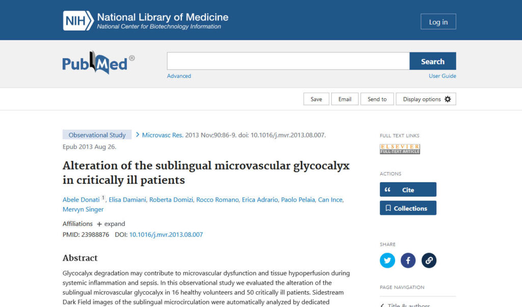 Alteration of the sublingual microvascular glycocalyx in critically ill patients