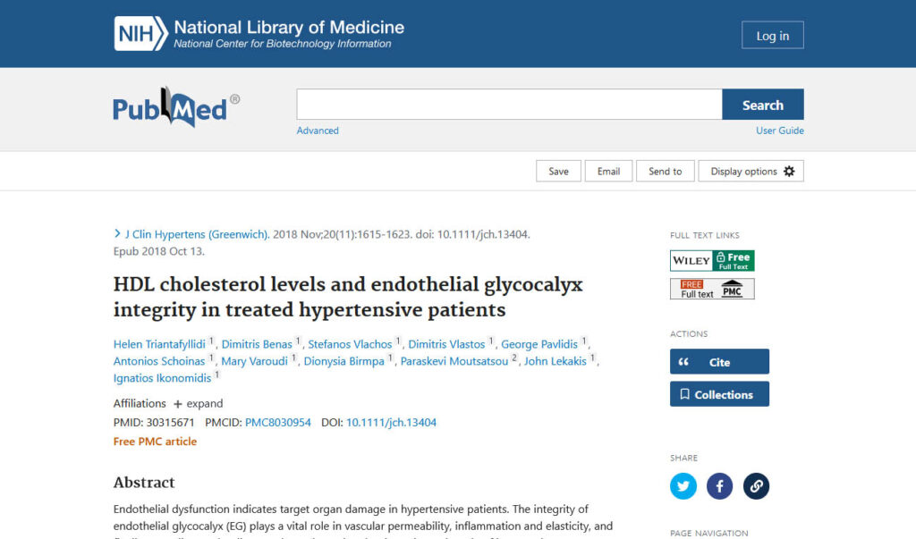 HDL cholesterol levels and endothelial glycocalyx integrity in treated hypertensive patients