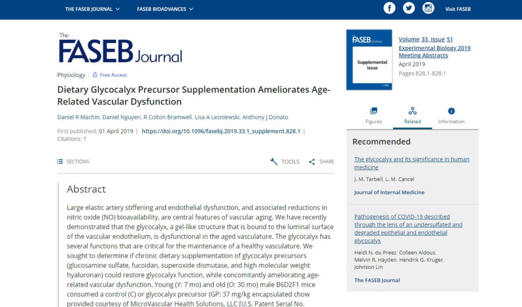 Dietary Glycocalyx Precursor Supplementation Ameliorates Age-Related Vascular Dysfunction