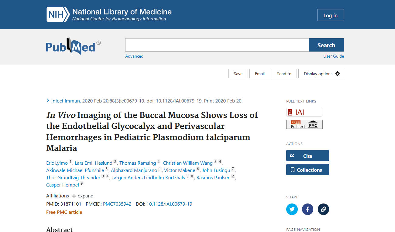 Buccal Mucosa Shows Loss of the Endothelial Glycocalyx and Perivascular Hemorrhages in Pediatric Plasmodium falciparum Malaria