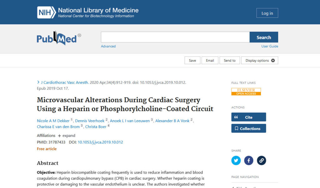Microvascular Alterations During Cardiac Surgery Using a Heparin or Phosphorylcholine-Coated Circuit
