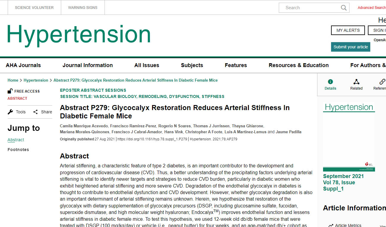 Glycocalyx Restoration Reduces Arterial Stiffness In Diabetic Female Mice