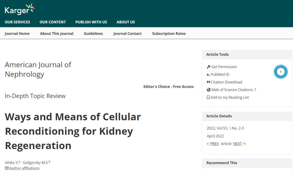 Ways and Means of Cellular Reconditioning for Kidney Regeneration