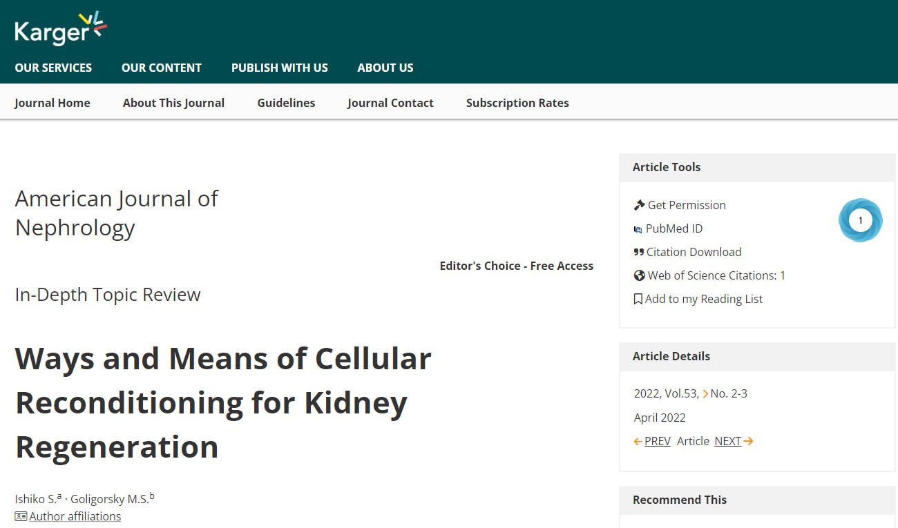 Ways and Means of Cellular Reconditioning for Kidney Regeneration