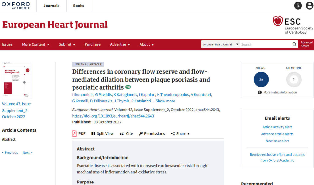 mediated dilation between plaque psoriasis and psoriatic arthritis