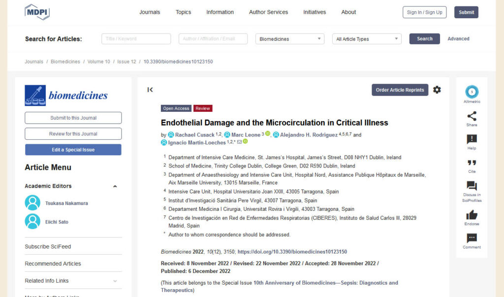 Endothelial Damage and the Microcirculation in Critical Illness