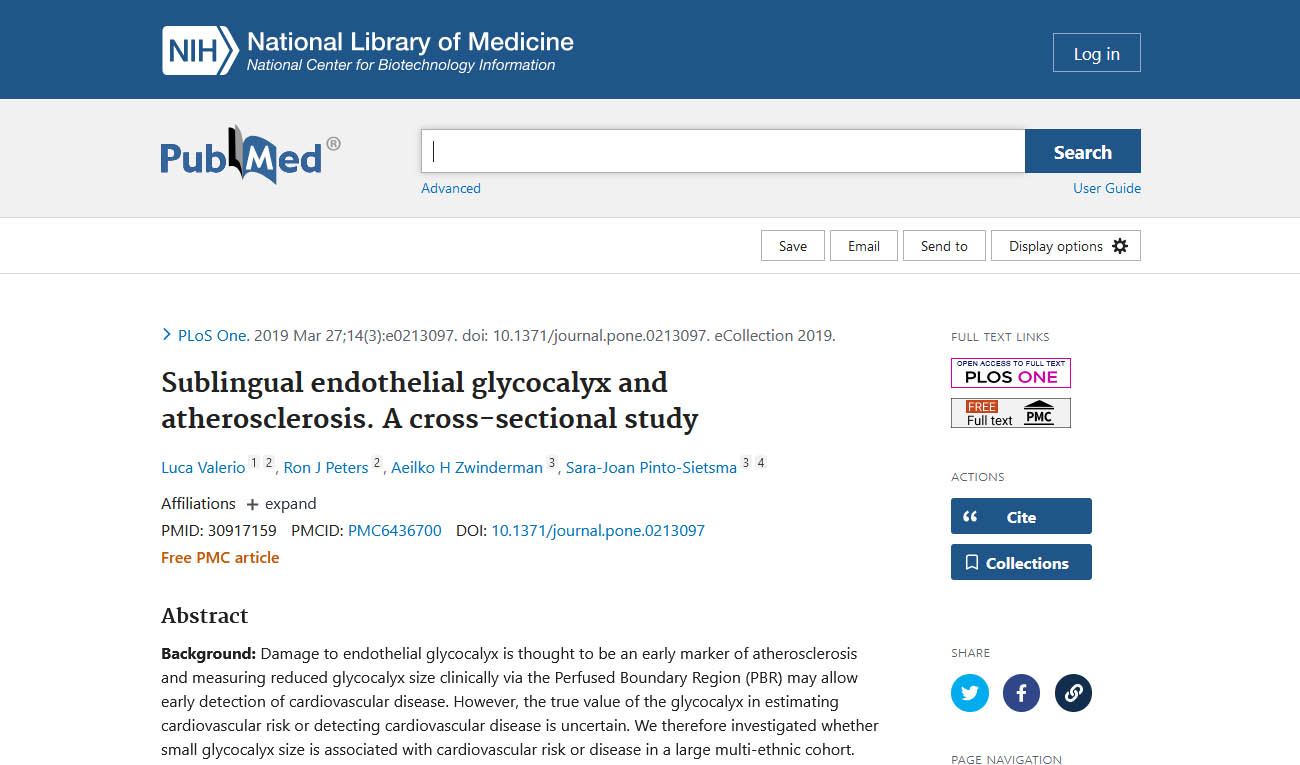 Sublingual endothelial glycocalyx and atherosclerosis