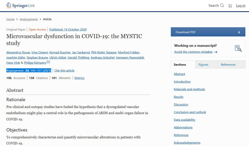 Microvascular dysfunction in COVID-19